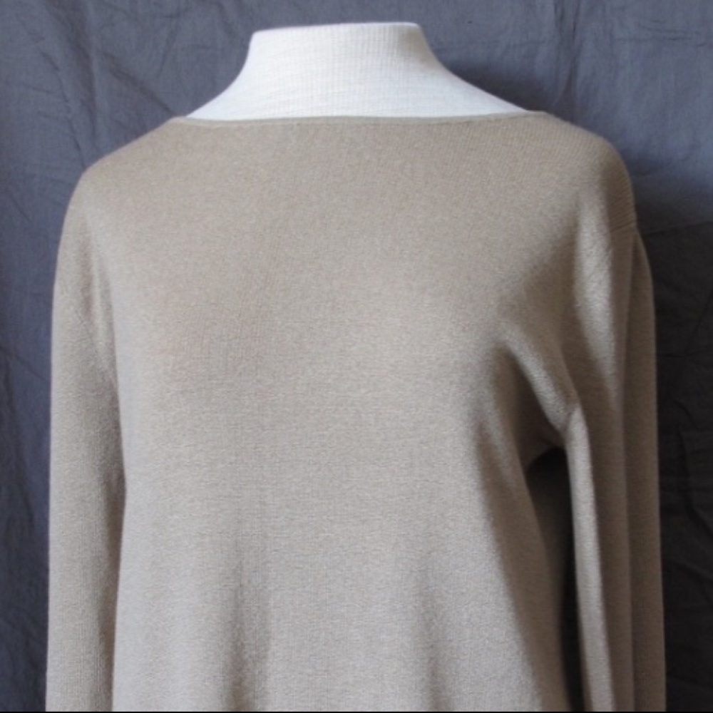 CHICOS BEIGE BOAT NECK SWEATER - CHICOS SIZE 1